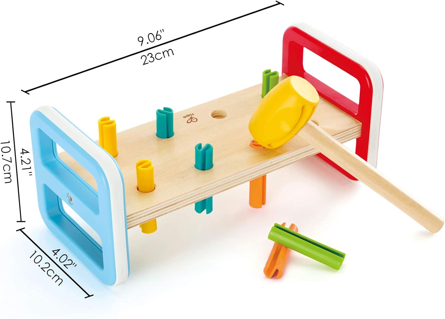 Fidtoy Wooden Rainbow Pounder Hammer Bench Toy for Toddlers