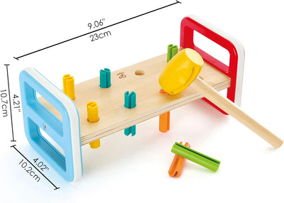 Fidtoy Wooden Rainbow Pounder Hammer Bench Toy for Toddlers