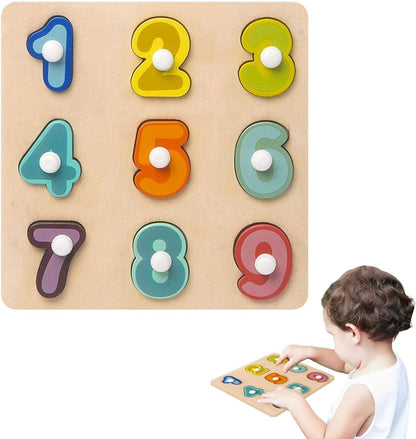Wooden Number Puzzles, Number/Shape Educational Puzzle Toy Board, Shape Sorting Toys, Preschool Learning Activities for Toddlers Kid Delr