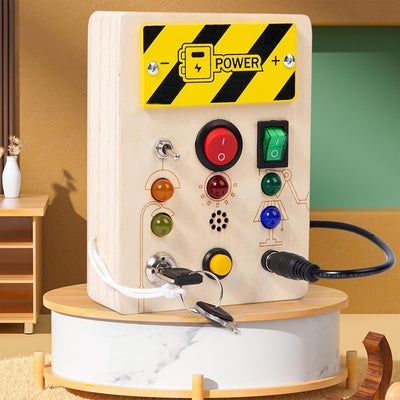 Fidtoy Tableau d'activités LED Montessori pour tout-petits - Interrupteur sensoriel - Tableau d'activités - Motricité fine - Jouet silencieux de voyage - Cadeau éducatif