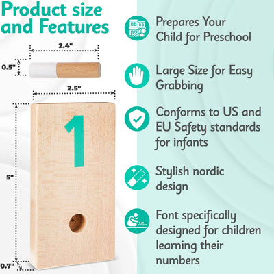 Holz & Schnüdel Wooden Montessori Counting Toy Educational Math Peg Board for Boys and Girls Ages 2 Years and up | Modern Nordic Design – Sustainable Materials for Toddlers and Preschool Kids