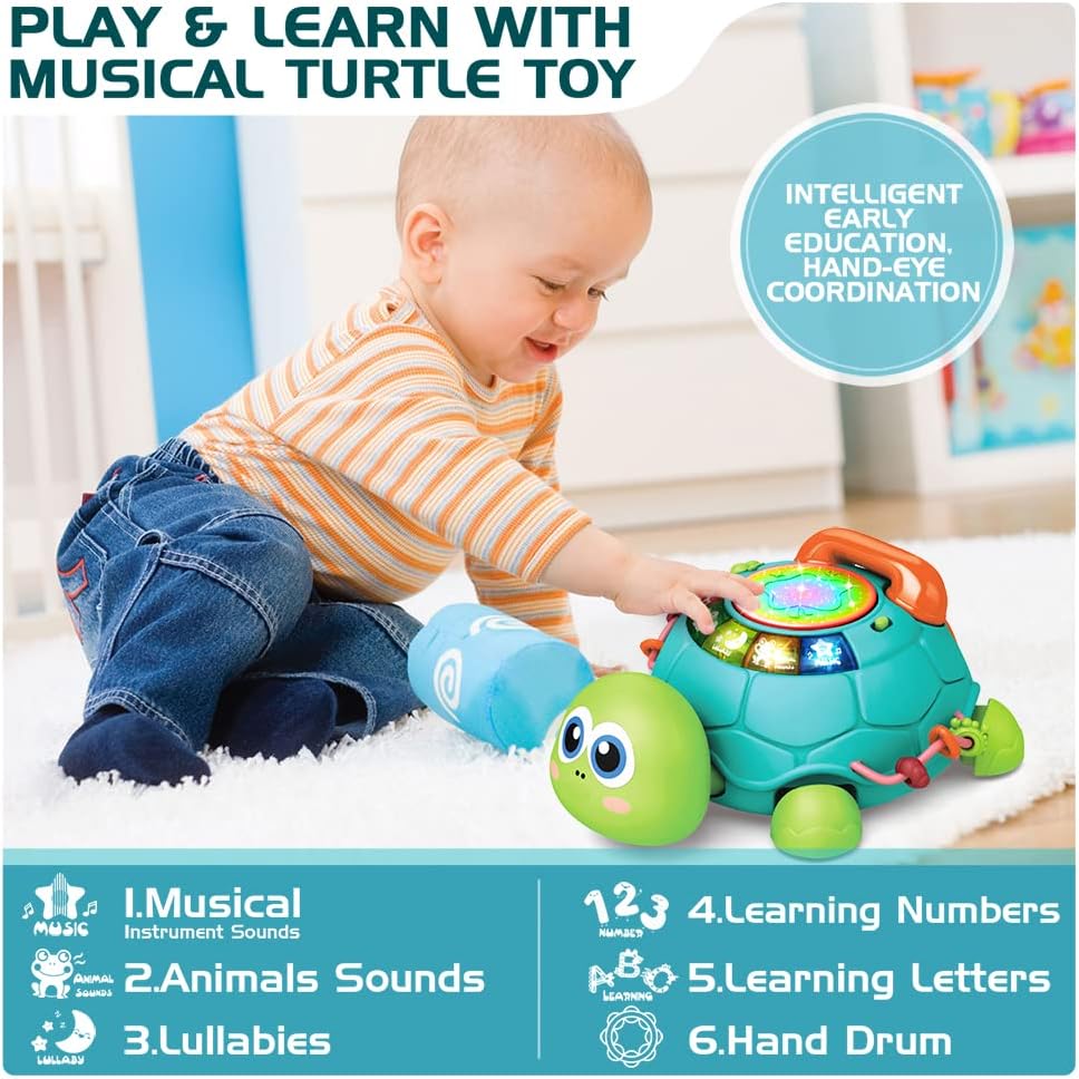 Juguete musical Fidtoy Crawling Turtle para bebé