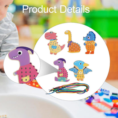 Lacing Cards for Preschoolers and Kids Motor Skills Toys Wooden Sewing Cards Style B