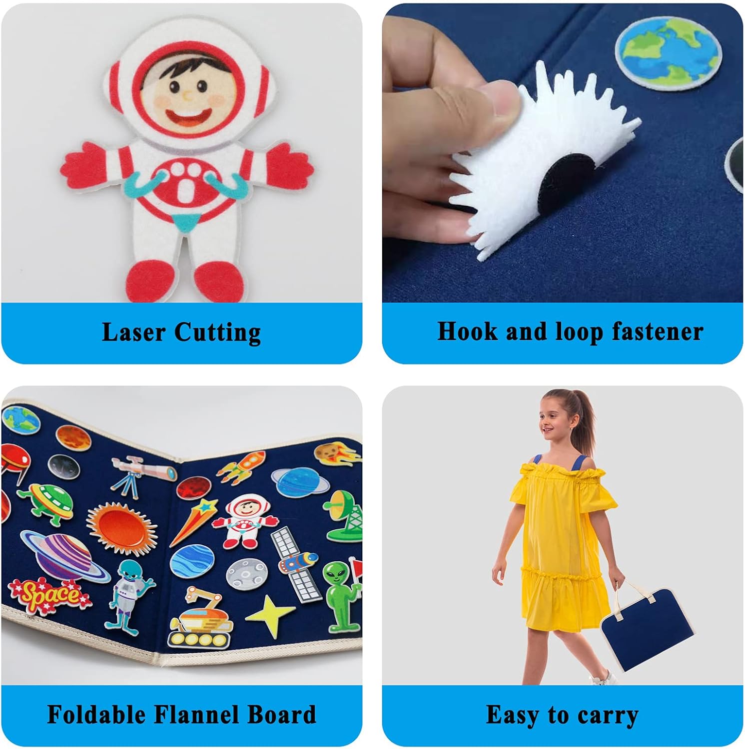 Craftstory Kids Solar System Toys Travel Felt-Board for Toddler, 25 Pieces Planets Space Flannel Board Story Set for Preschool Early Learning Storytelling Activity Interactive Play Gifts for Ages 3+