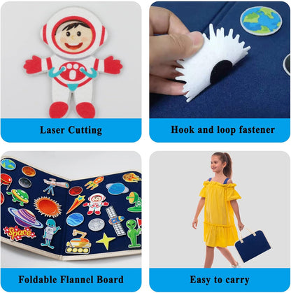 Craftstory Kids Solar System Toys Travel Felt-Board for Toddler, 25 Pieces Planets Space Flannel Board Story Set for Preschool Early Learning Storytelling Activity Interactive Play Gifts for Ages 3+