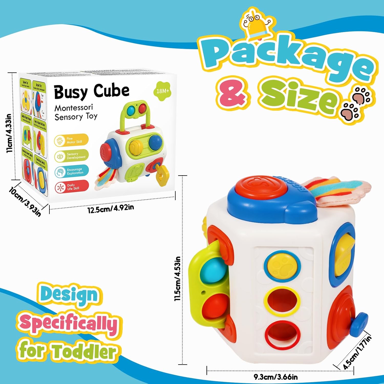 Fidtoy Cubo de actividades 10 en 1 Montessori Juguete sensorial