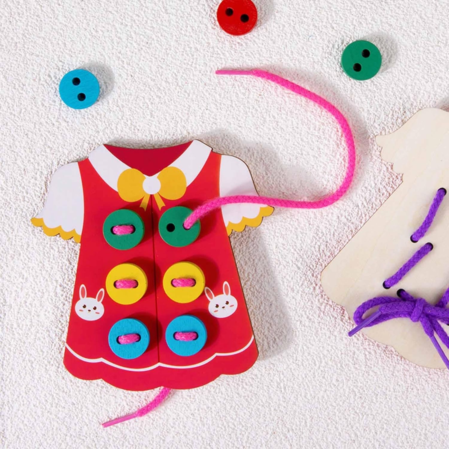 Elbise İplik Açma Oyuncakları - Temel Yaşam Becerileri Kurulu,Ahşap Giysi Diş Açma Oyuncak Ahşap Ince Motor Becerileri Ile Oyuncak Montessori Hediye Çocuklar için Erken Eğitici Hediyeler Yeni Pingpai