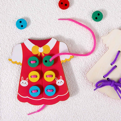 Elbise İplik Açma Oyuncakları - Temel Yaşam Becerileri Kurulu,Ahşap Giysi Diş Açma Oyuncak Ahşap Ince Motor Becerileri Ile Oyuncak Montessori Hediye Çocuklar için Erken Eğitici Hediyeler Yeni Pingpai