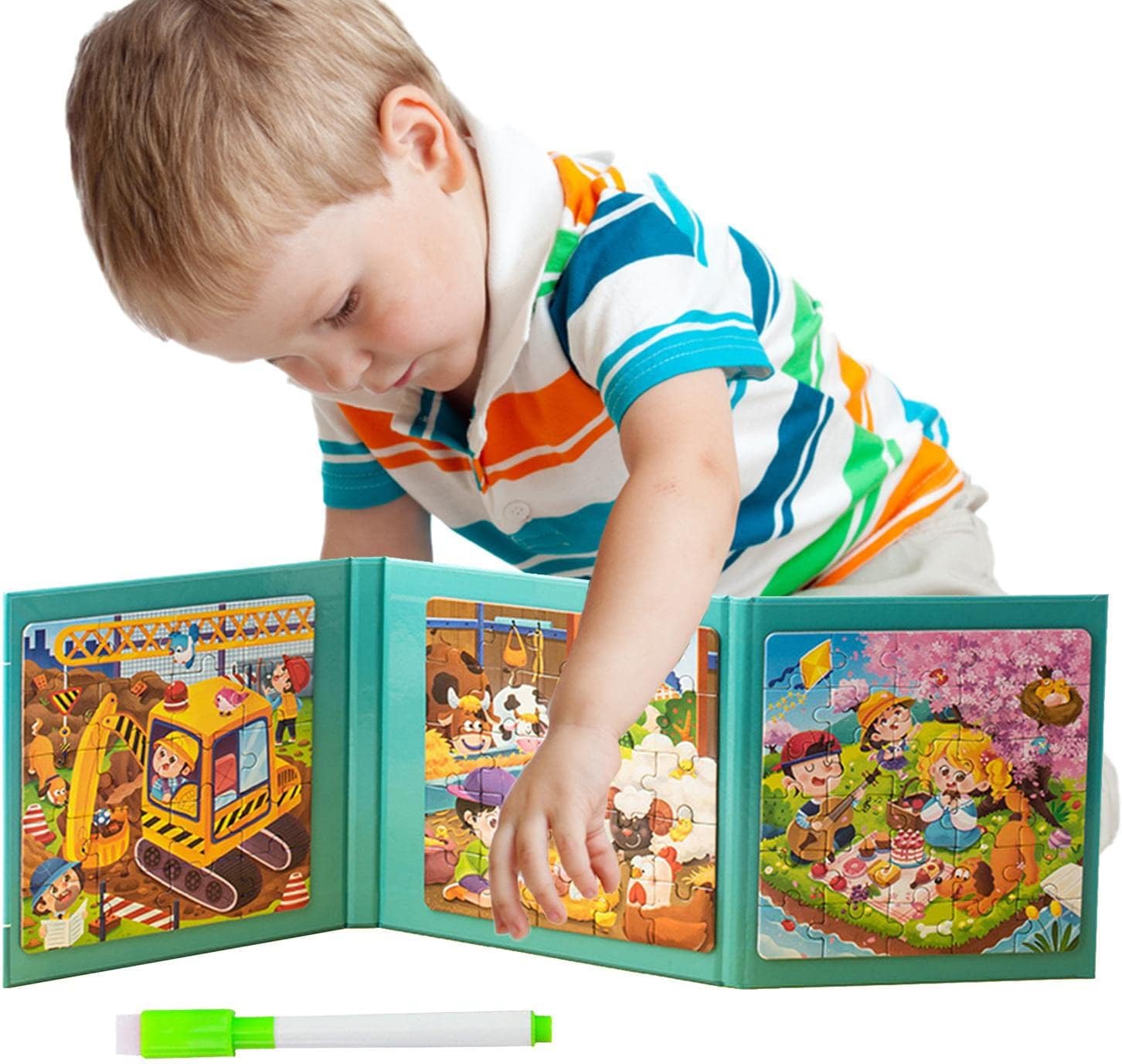 Rompecabezas magnéticos para niños | Juguete magnético - El Dibujo 4 en 1 desarrolla Habilidades, estimula el Cerebro, Disfruta aprendiendo para Picnic, Comedor, automóvil, avión