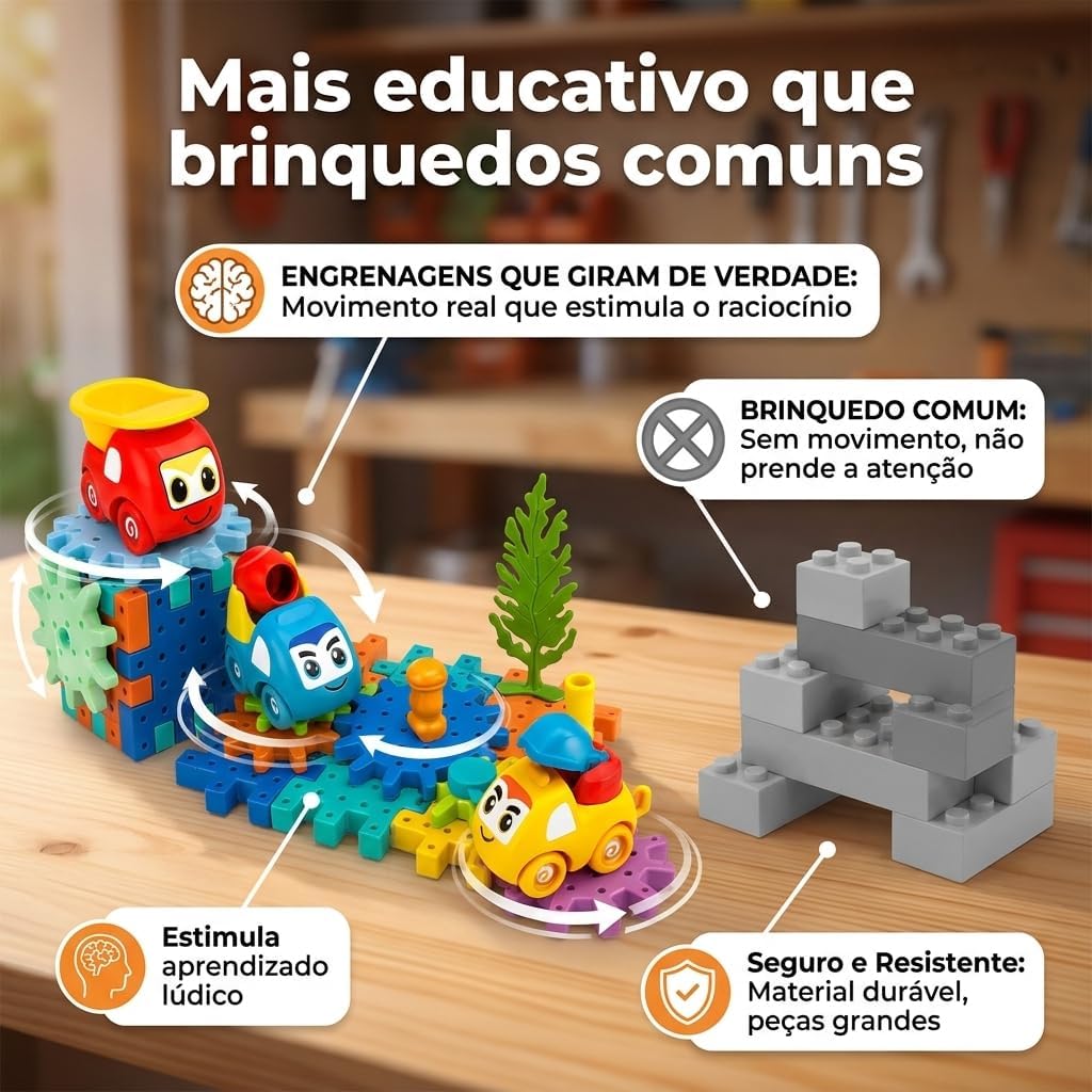 Fidtoy 18PCS Gear Building Toy for Kids – Interactive Rotating Gear Construction Set for STEM Learning, Creative Building & Fine Motor Development Ages 3+