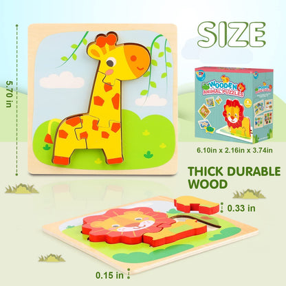 6 Pack Wooden Puzzles for Toddlers