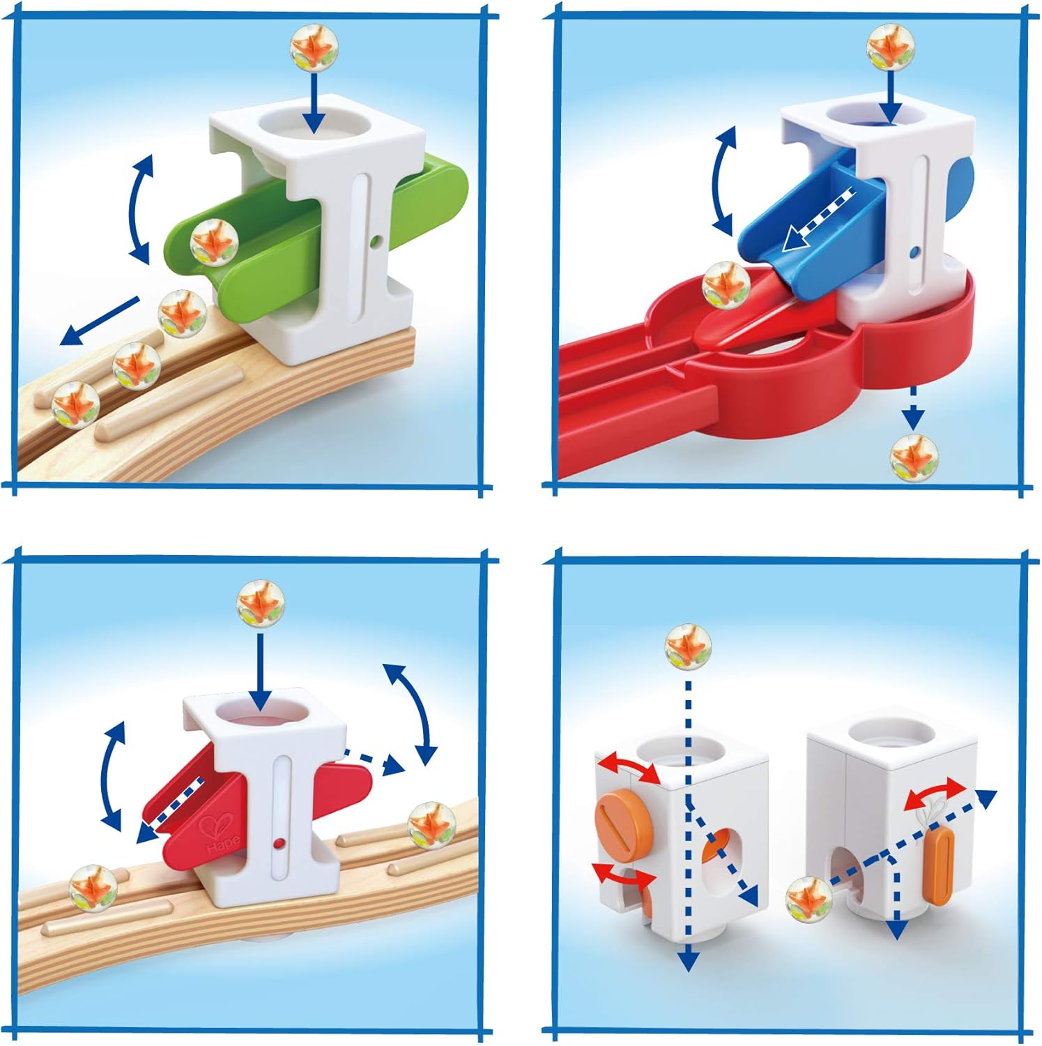 Juego de construcción de canicas de madera Fidtoy, juguete educativo STEM