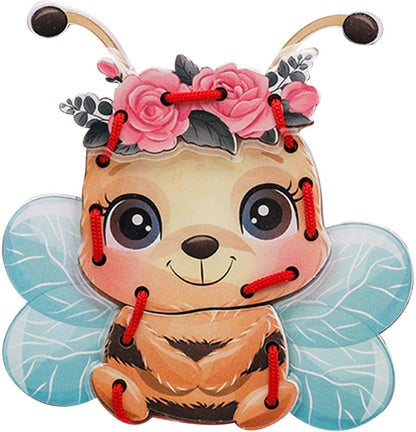 AOCATE-AOCATE Ahşap Bağlama Oyuncak, Hayvan Karton Dikiş Kartları Bağlama Oyuncak | Bağcık Oynama Oyunları, Yürümeye Başlayan Çocuklar ve Çocuklar için Hayal Gücü Eğitim Malzemeleri Geliştirme