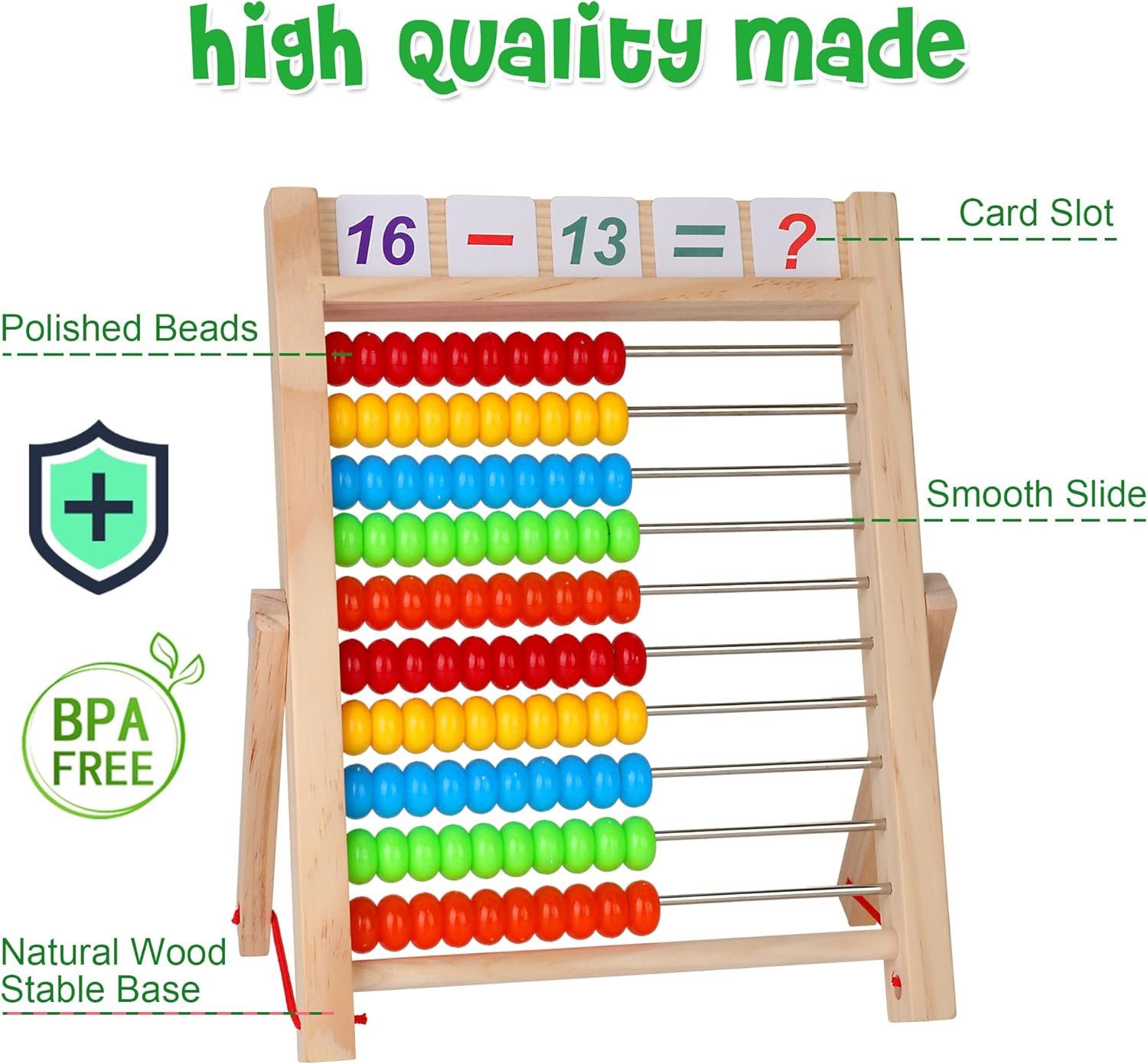 Fidtoy Boulier pour Enfants 3-5 Ans – Jouet de Comptage en Bois pour l'Apprentissage des Maths