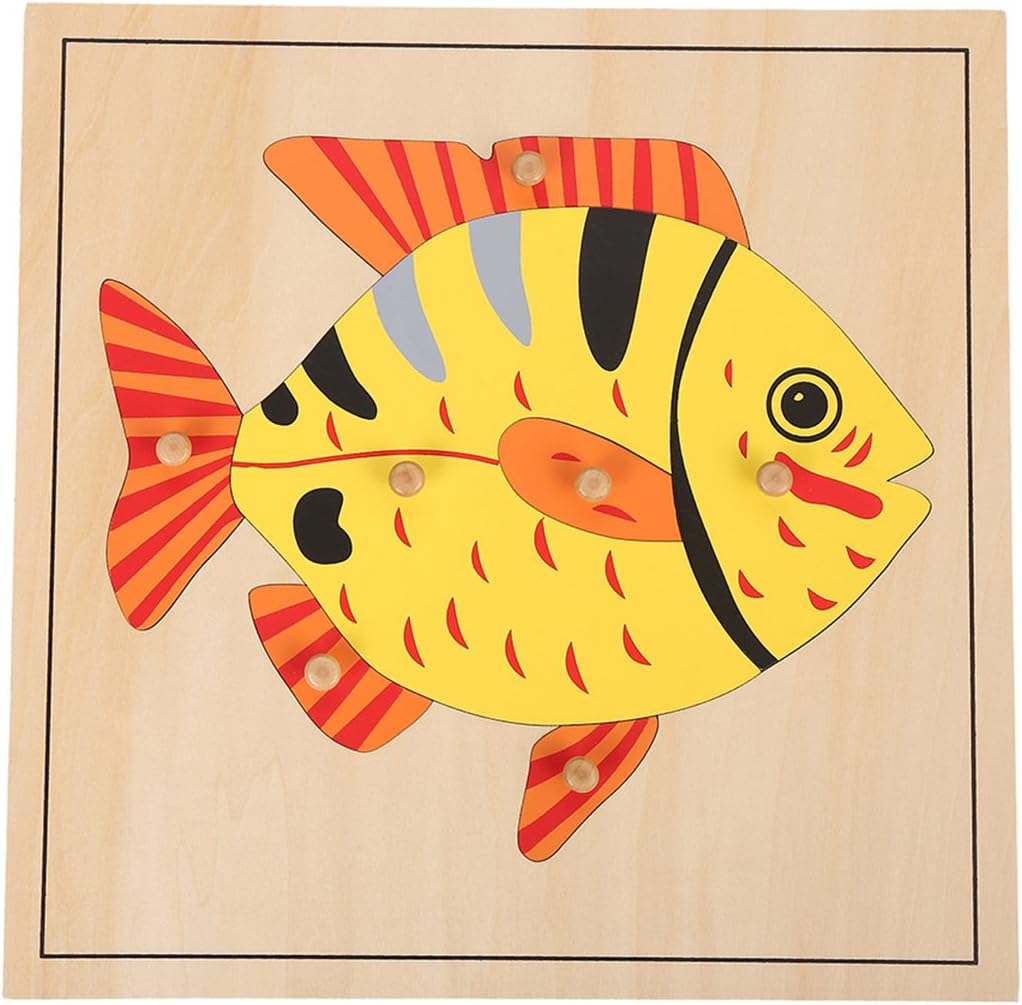 Montessori Nature Materials Fish Puzzle for Early Preschool Learning Toy