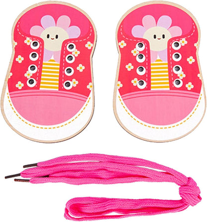 Chengstore Lacing Shoe Toy,Shoes Lacing Toy for Toddlers | Shoe Trying Practice for Kids, Learn to Tie Shoelaces Toy Fine Motor Skills Toy Threading Game