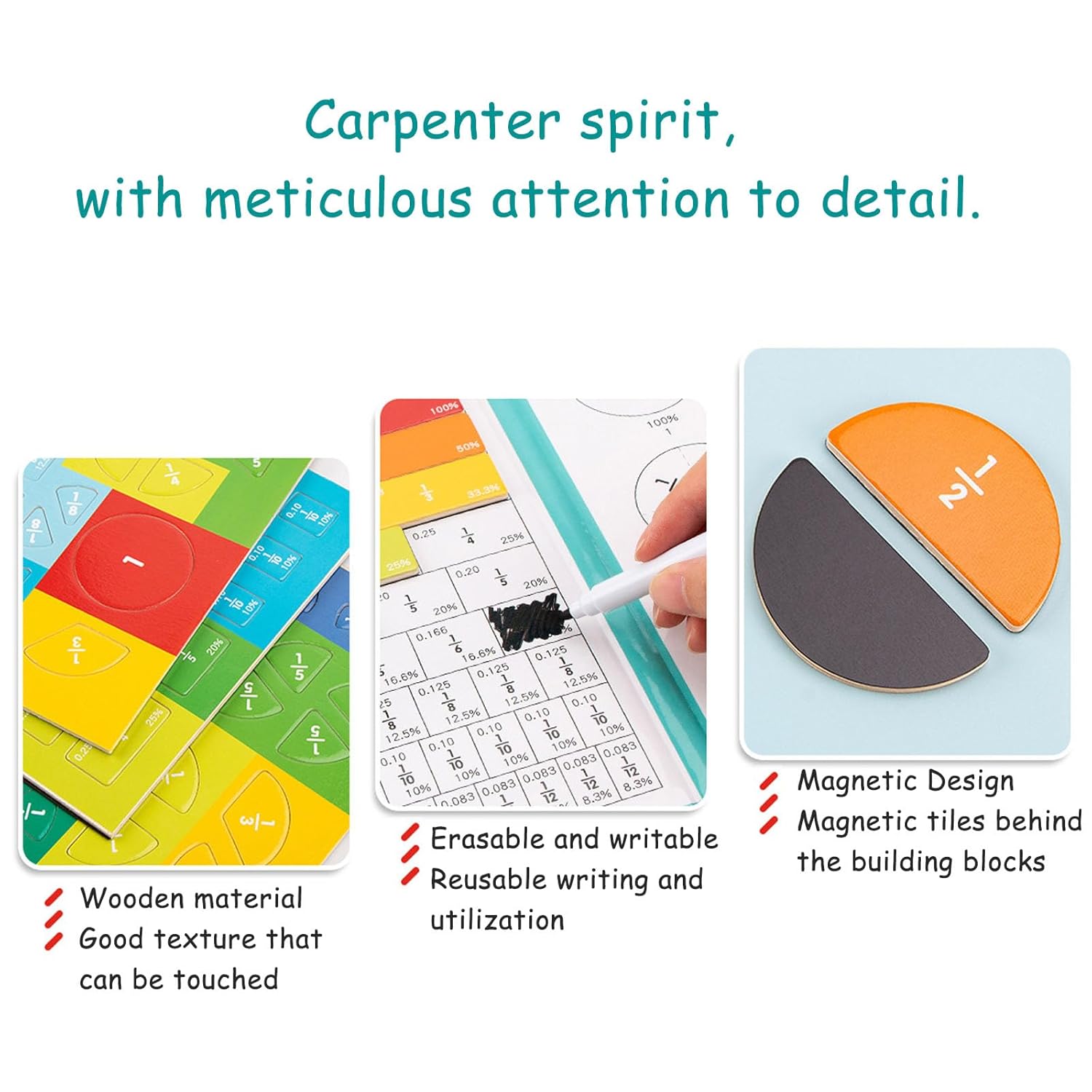 Magnetic Fraction Demonstration Book - 102 PCS Math Manipulatives for Elementary School, Montessori Homeschool Educational for Ages 6-12, Learn Fractions, Decimals & Percentages