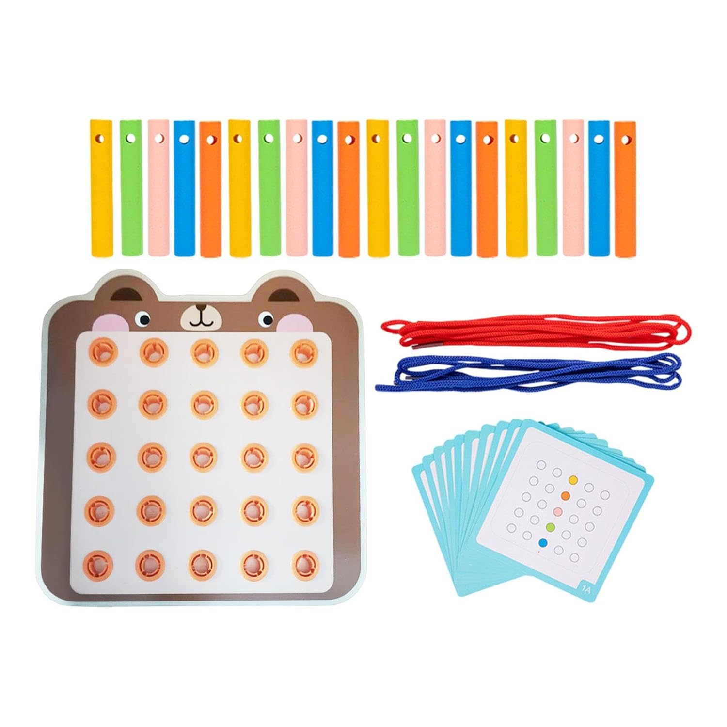 UJEAVETTE Lacing Threading Toy with Cards Travel Toy for Car Age 3 4 5 6 Airplane Bear