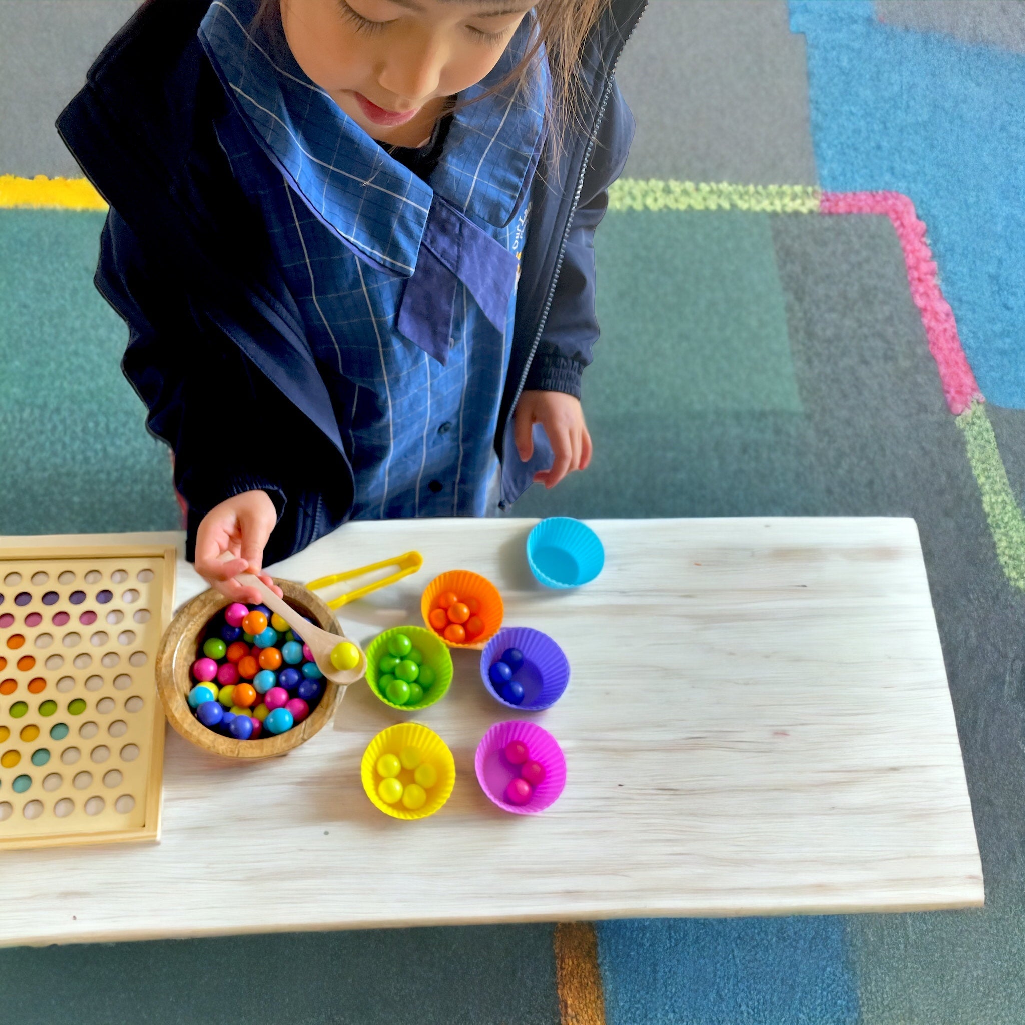 Montessori inspired 2 in 1 Bead Sorting Game and Memory Game