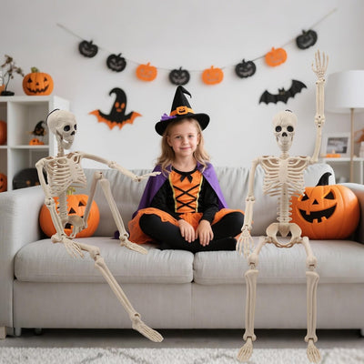 Fidtoy Decoraciones Esqueletos Articulados de Halloween, Set de 2