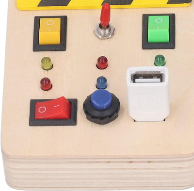 idtoy LED Busy Board Montessori Sensory Switch Toy for Toddlers Light Switch Activity Board with Wires Buttons Fine Motor Skills Travel Quiet Toy Gift