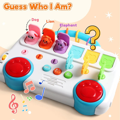 Fidtoy Interactive Pop Up Animal Sound Color Recognition Key Set with Music Lights for Toddlers