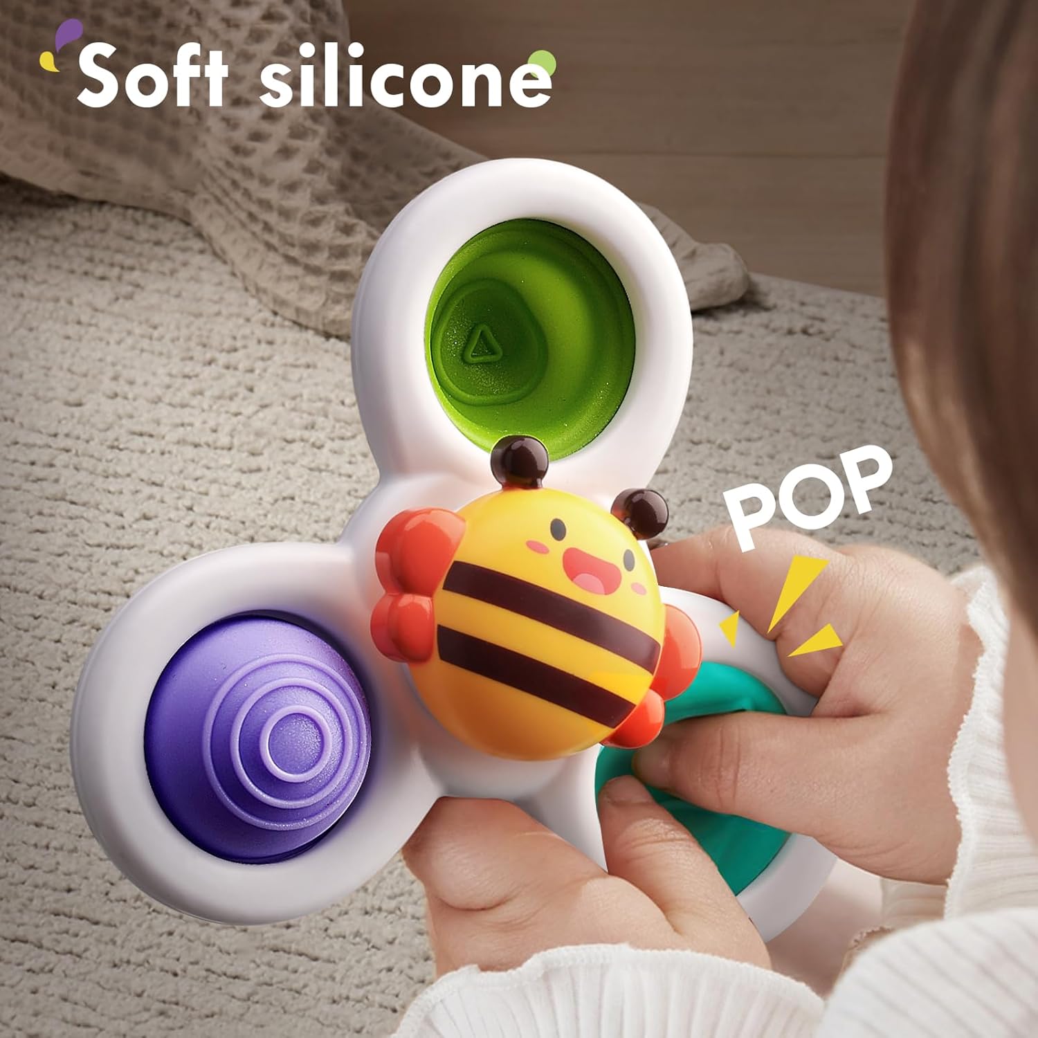 Fidtoy Suction Fidget Spinner Toys for Toddlers 3-Piece Set