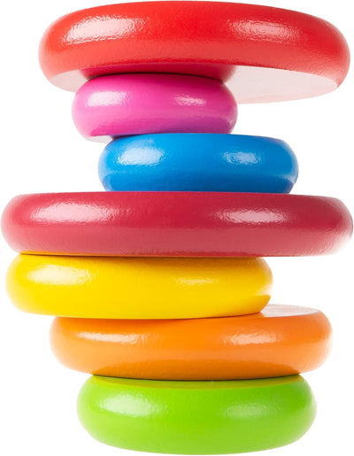 Fidtoy Rainbow Stacking Tower Wooden Counting Toy for Toddlers