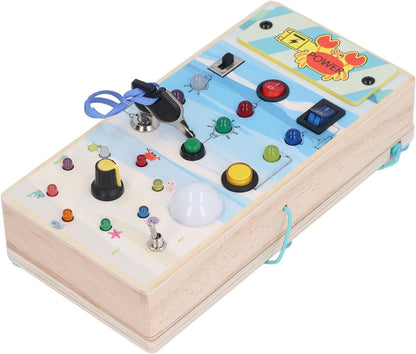 Placa de Madeira Com Luzes Led, Labirinto Magnético Com Tema Marinho, Interruptor de Luz Led Seguro, Jogo de Tabuleiro, Cor Rica, Brinquedo Sensorial para Crianças