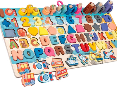 Fidtoy Kit Éducatif Montessori Langage et Chiffres – Jouet d'apprentissage en Bois pour Tout-petits
