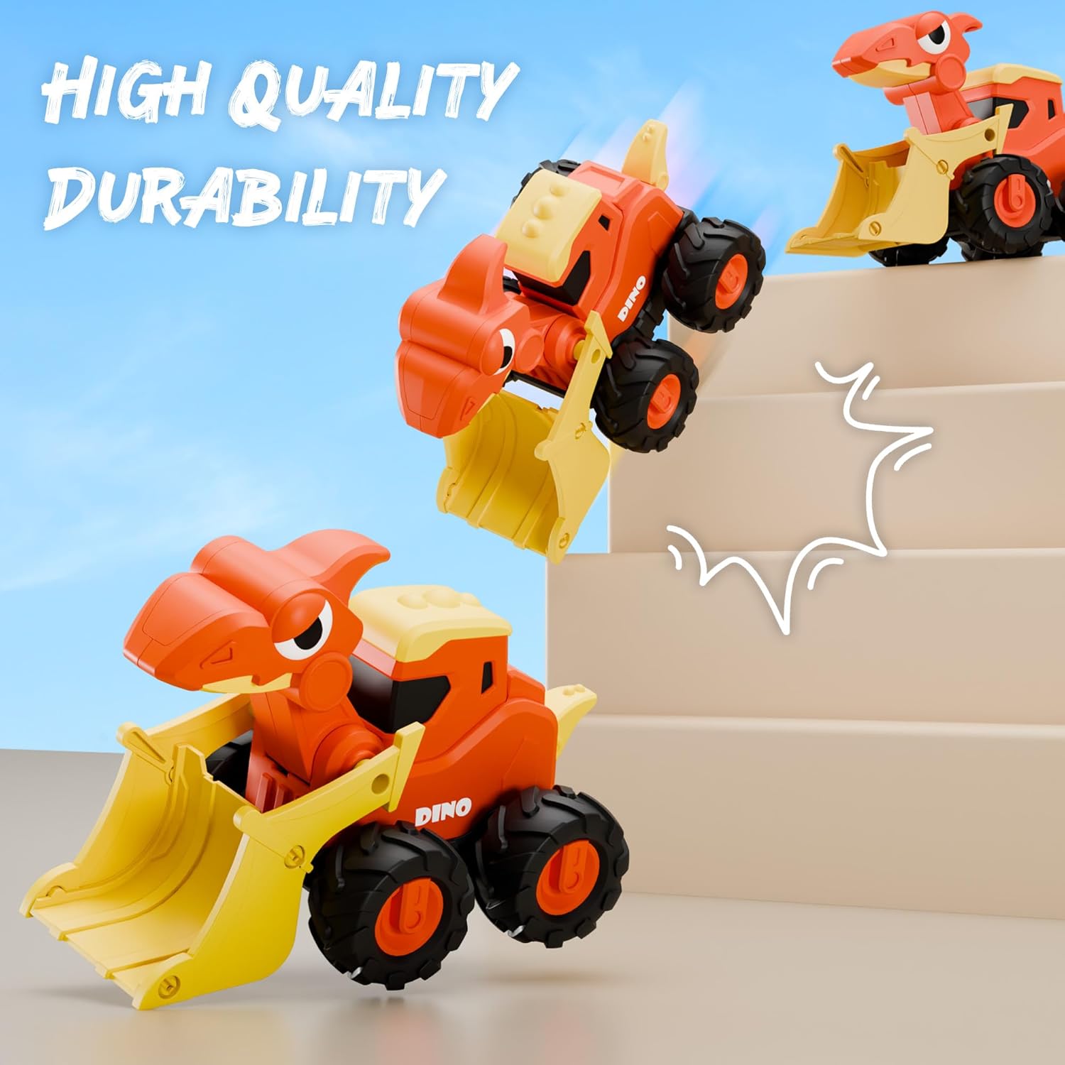 Fidtoy Dino Construction Press-to-Go Car Toy Set