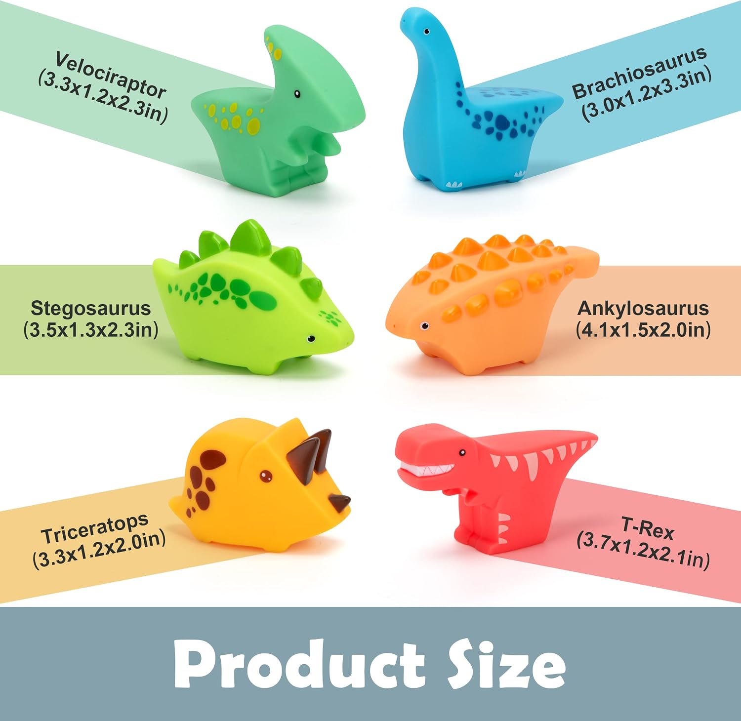 Fidtoy Soft Water Sprinkler Bath Sensory Toy 6 Pieces, Dinosaur Bath Toys for Baby and Toddler Water Play, Rubber Squeeze Floating Spray Toys for Bathtub, Grass and Beach Play