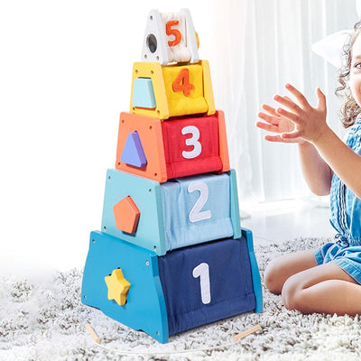The Style Sutra Nesting Boxes Toy Birthday Gift Stacking Blocks for Kids Children Boys Girls|1 Stacking Toy Set| Wooden & Handcrafted Toys