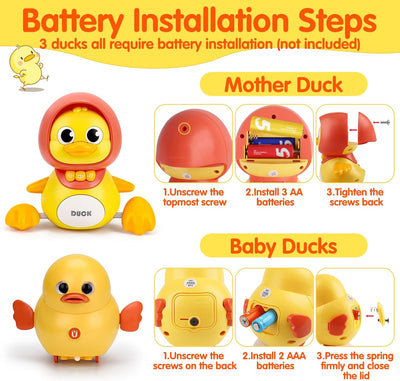 Fidtoy Jouet musical en forme de canard pour bébé avec son et lumière, idéal pour apprendre à ramper