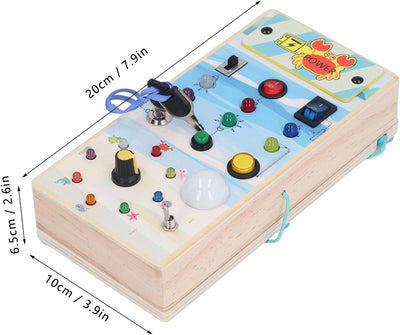 Fidtoy Montessori Busy Board with LED Light Switch Dual Sided Sensory Board Magnetic Maze Fine Motor Skills Learning Toy Travel Quiet Toy Gift