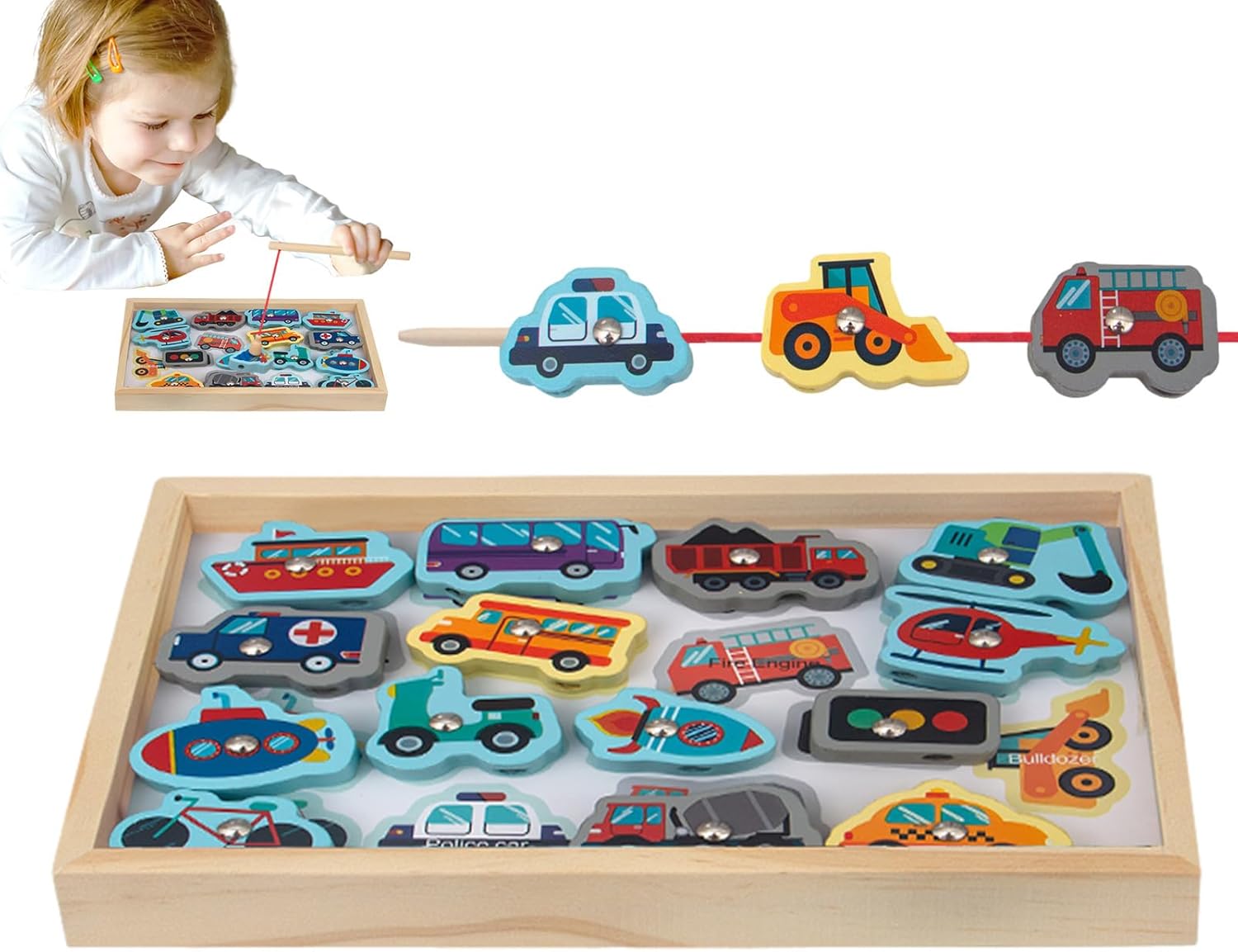 Wooden Fishing Toys,Magnetic Fishing Games with Vivid Design and Kid-Friendly - Fishing Game for Toddlers, Magnetic Fishing Toys, Gift for Kids