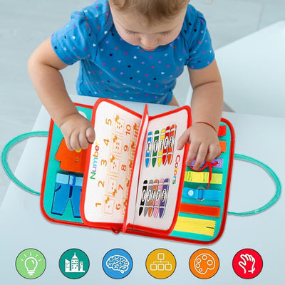 Fidtoy Sac d'activités interactif pour tout-petits – Jouet d'apprentissage sensoriel Montessori, 3 ans et plus