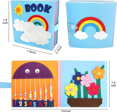 Fidtoy Livre d'activités Montessori pour tout-petits | Jouet sensoriel calme avec 12 activités