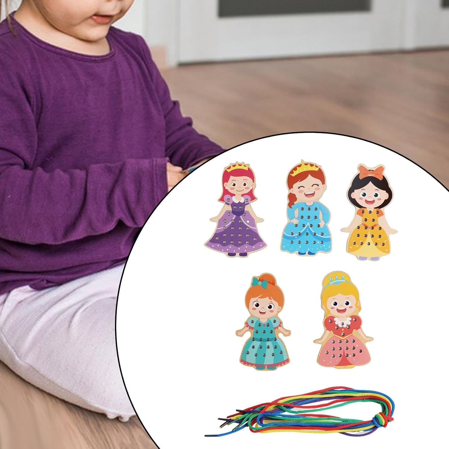 Lacing Cards for Preschoolers and Kids Motor Skills Toys Wooden Sewing Cards Style C|Other Educational Toys|Toys & Hobbies