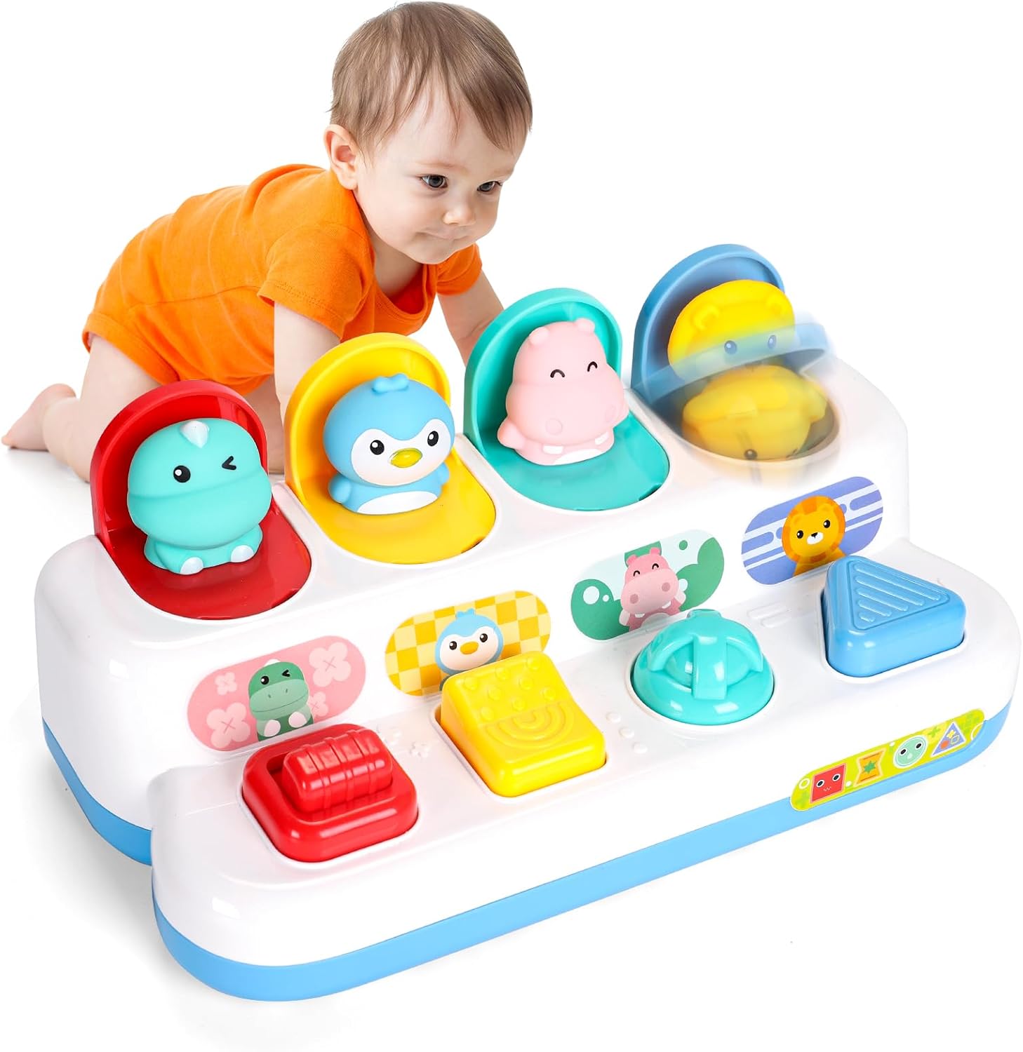 Fidtoy Baby Pop Up Toy for Toddlers – Cause and Effect Animal Learning Toy with Colorful Buttons