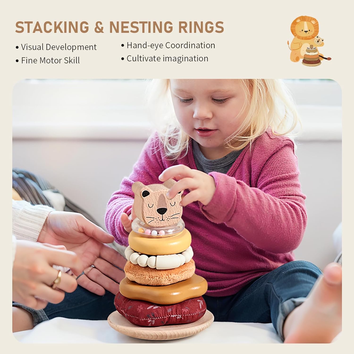 Fidtoy Little Lion Stacking Toy for Babies 6 Months+