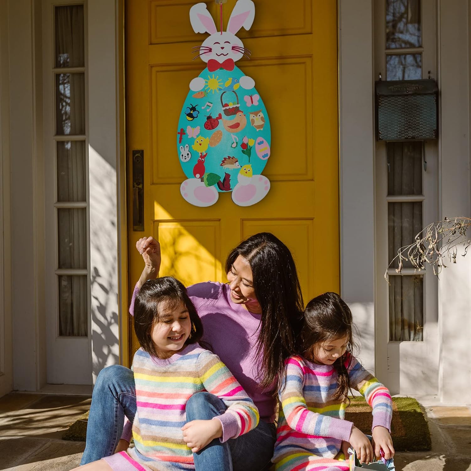 Fidtoy Felt Bunny Wall Activity Toy for Kids 1+ Easter Decor