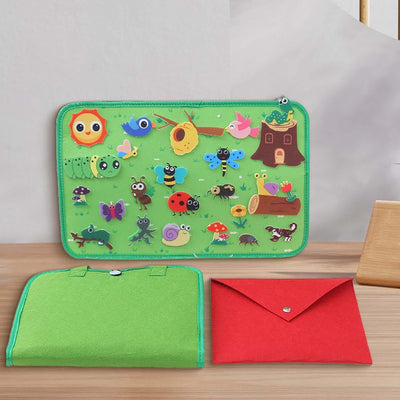 Jouet Montessori Éducation Précoce Portable Coordination Main-Œil Ensemble de Planche d'Activités Insecte