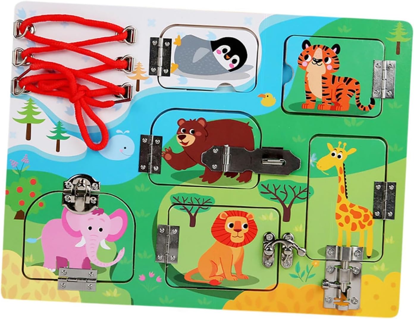 Wooden Latch Board for Skill Development and Learning Activities for Kids, Animal