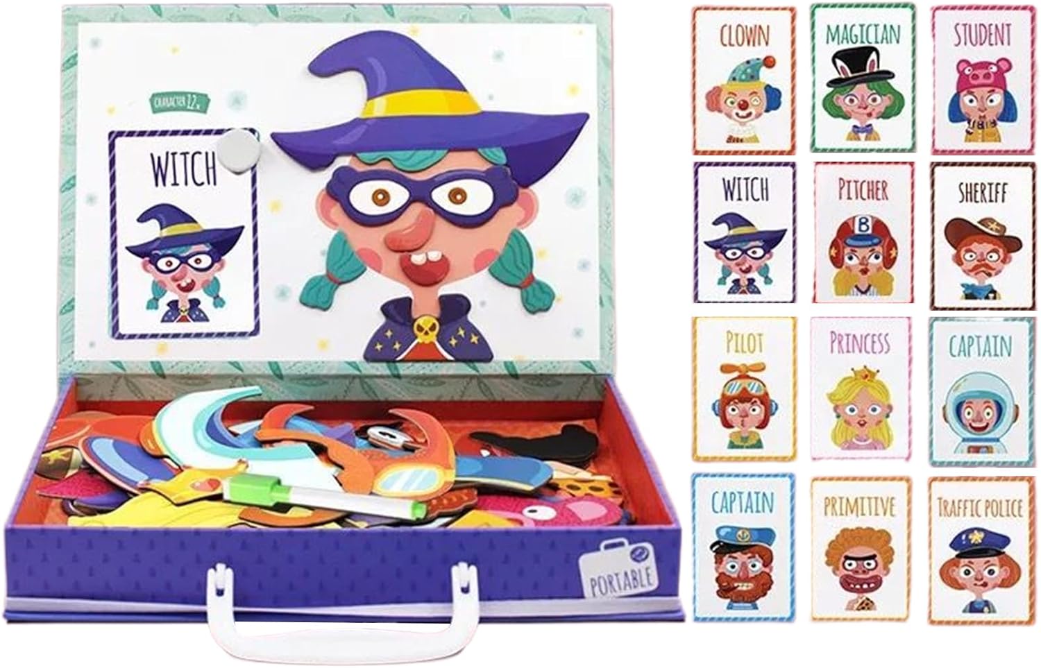 Magnetic Travel Game Face Dress Up, Magnetic Book Crazy Faces Child, Magnetic Educational Game, Develops Fine Motor And Imagination, For Ages 3 4 5 6 Years Old House Preschool Classroom