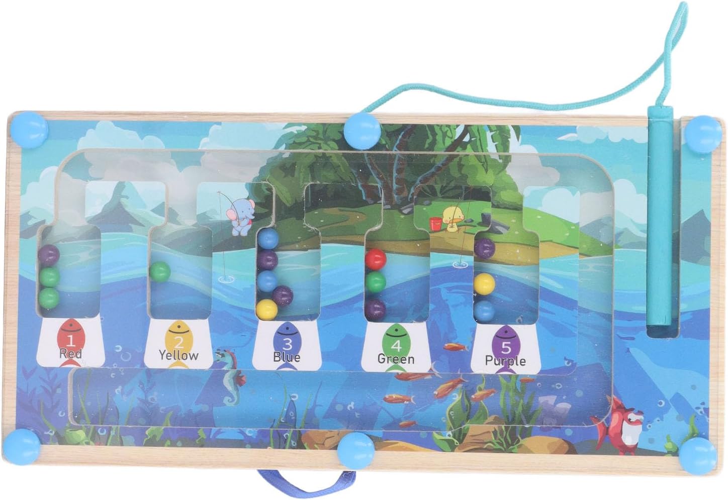 Placa de Madeira Com Luzes Led, Labirinto Magnético Com Tema Marinho, Interruptor de Luz Led Seguro, Jogo de Tabuleiro, Cor Rica, Brinquedo Sensorial para Crianças