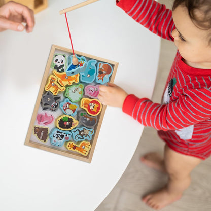 Wooden Fishing Game Toys,Safe and Harmless Magnetic 2-in-1 Fishing Game - Montessori Fishing Game No Sharp Edge Birthday Christmas Gift for Boys Girls Hiyoyo