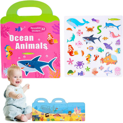 Toseky Reusable Sticker Book, Stickers Activity Books, Magnetic Stickers, Reusable Travel Early Educational Learning/Girls Age 4-6