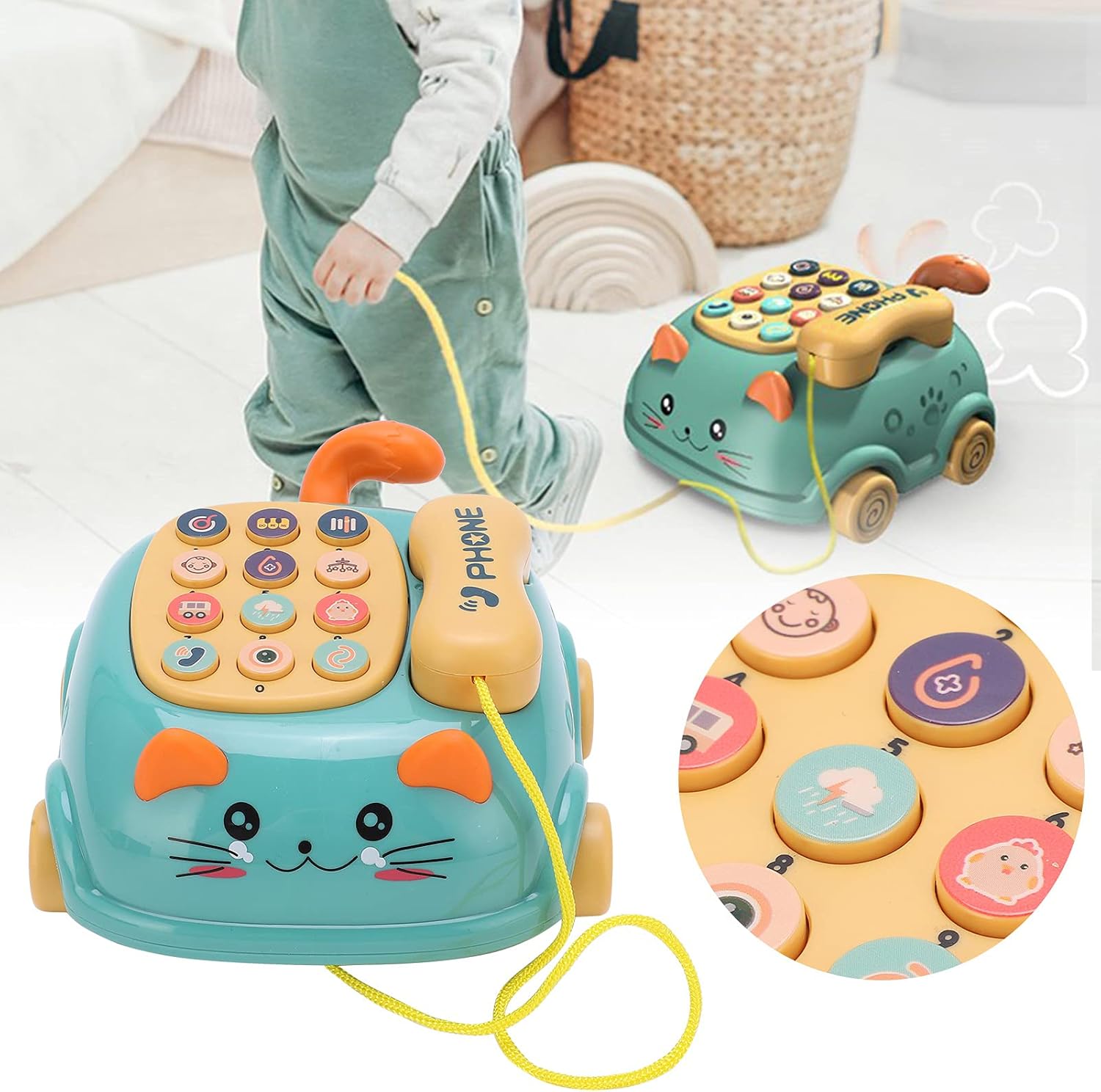 Fidtoy Interactive Toy Phone Car for Toddlers Learning Toy with Sounds and Pretend Play