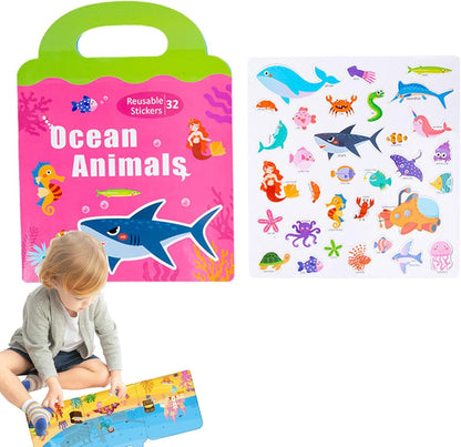 Toseky Reusable Sticker Book, Stickers Activity Books, Magnetic Stickers, Reusable Travel Early Educational Learning/Girls Age 4-6